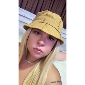 N•Y‎ Hat&Cap Tan Patchwork Bucket Hat Distressed Casual Streetwear Style